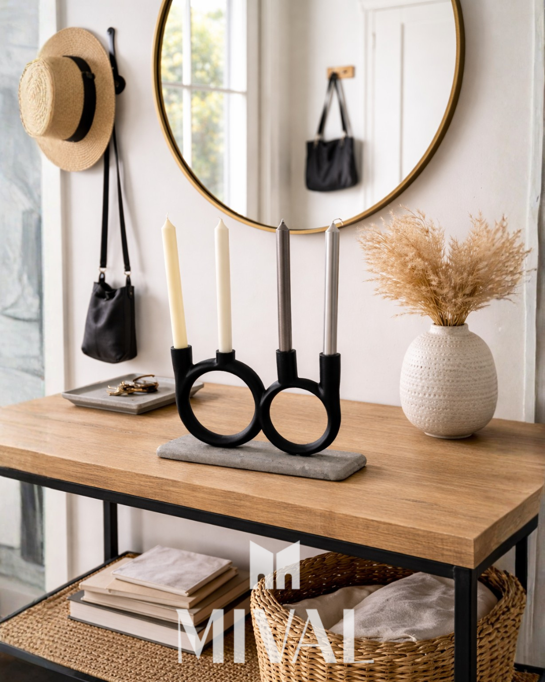 PORTAVELA 4 METAL NEGRO