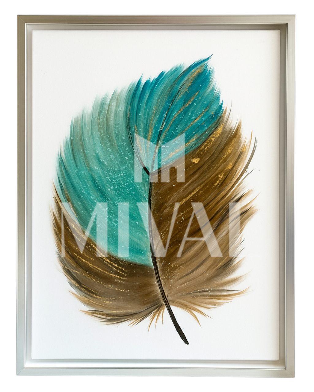 PLUMA DORADA CON TURQUESA