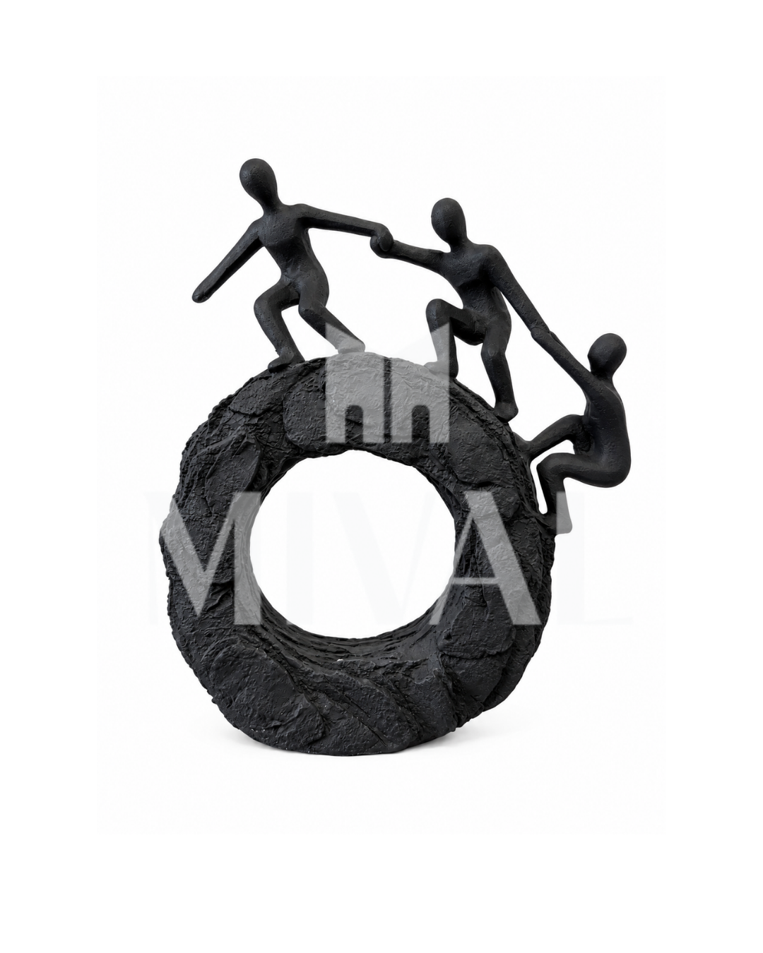 ESCULTURA NEGRA TRABAJO EN EQUIPO