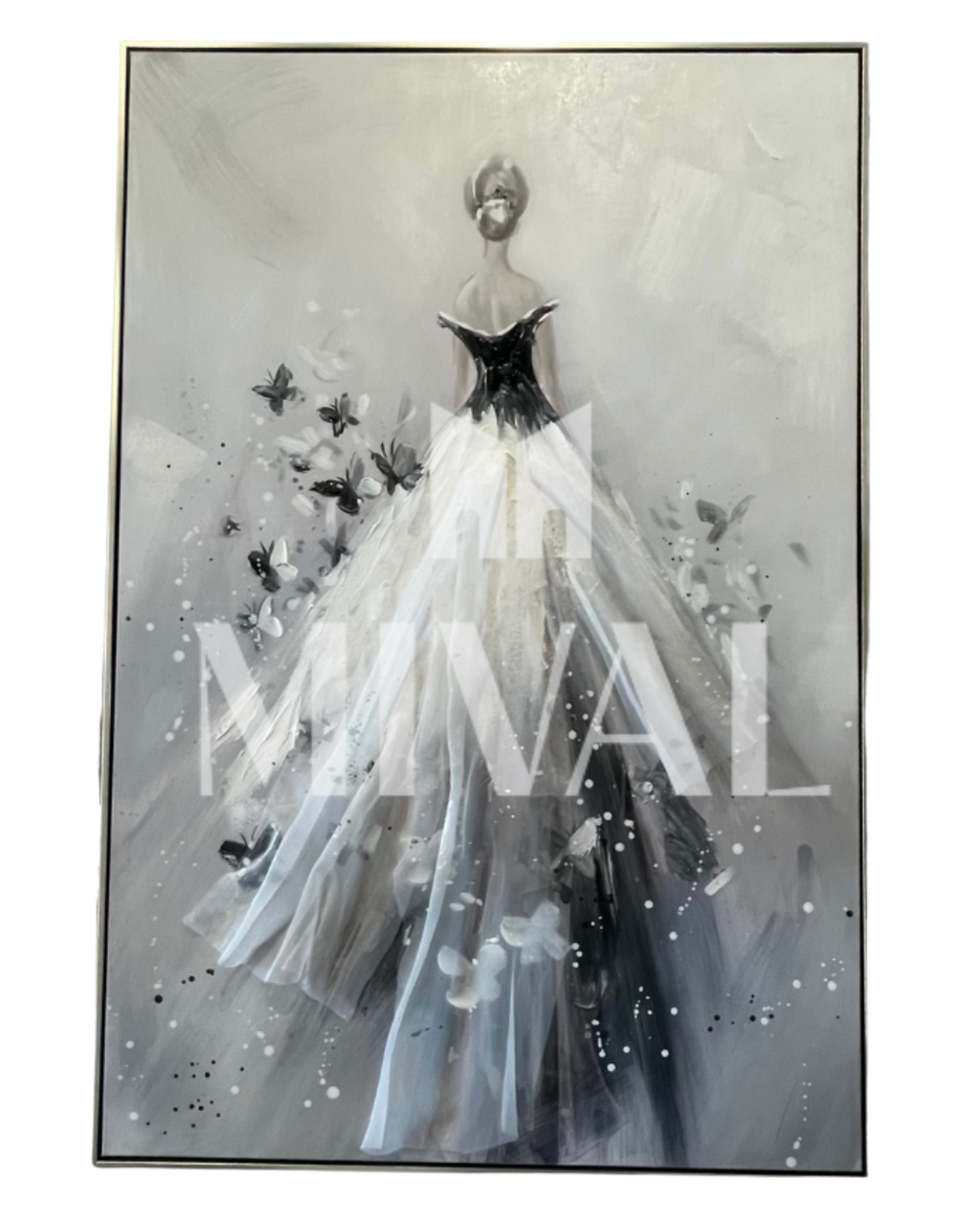 CUADRO MUJER VESTIDO BLANCO