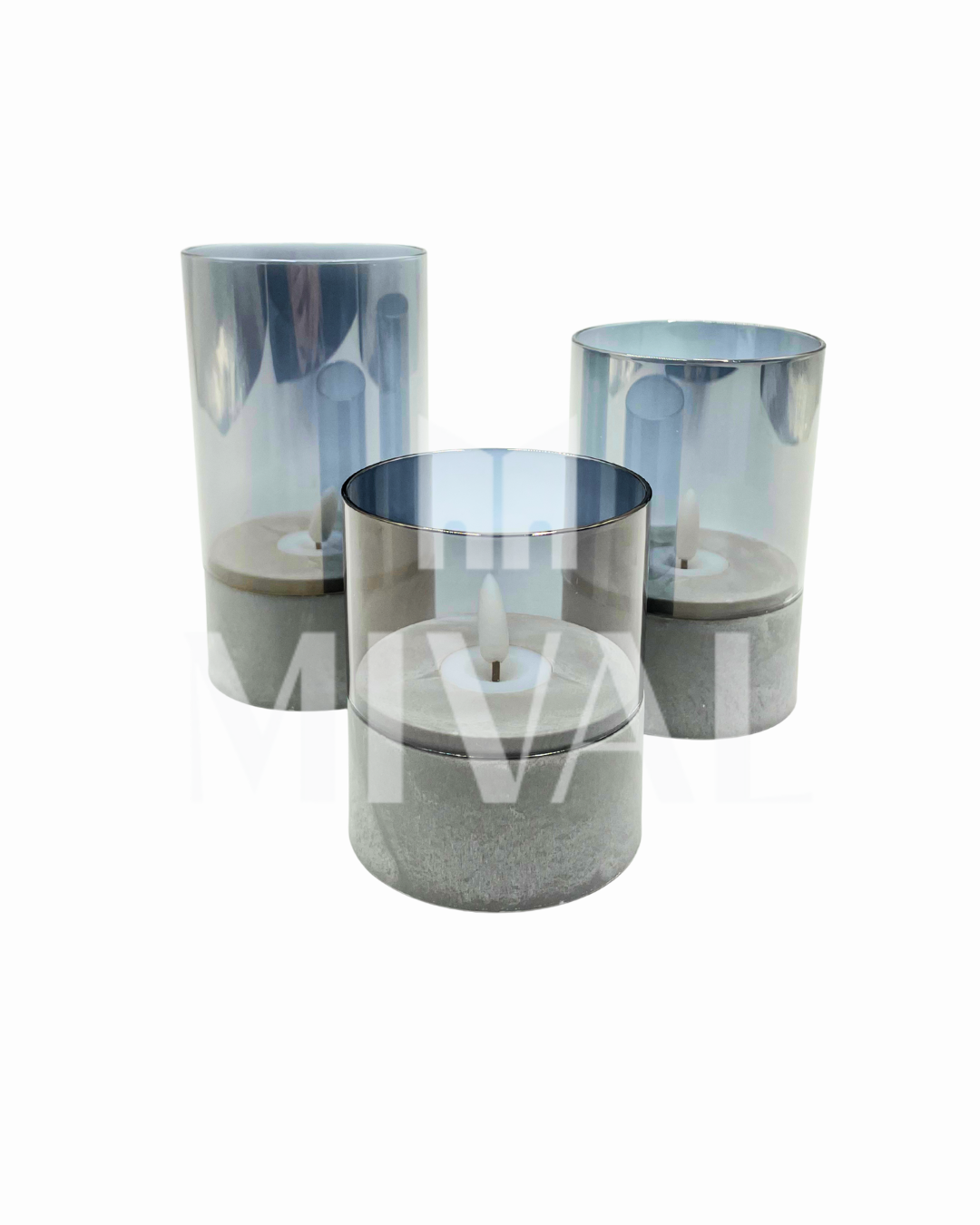 JUEGO 3 VELAS GRISES