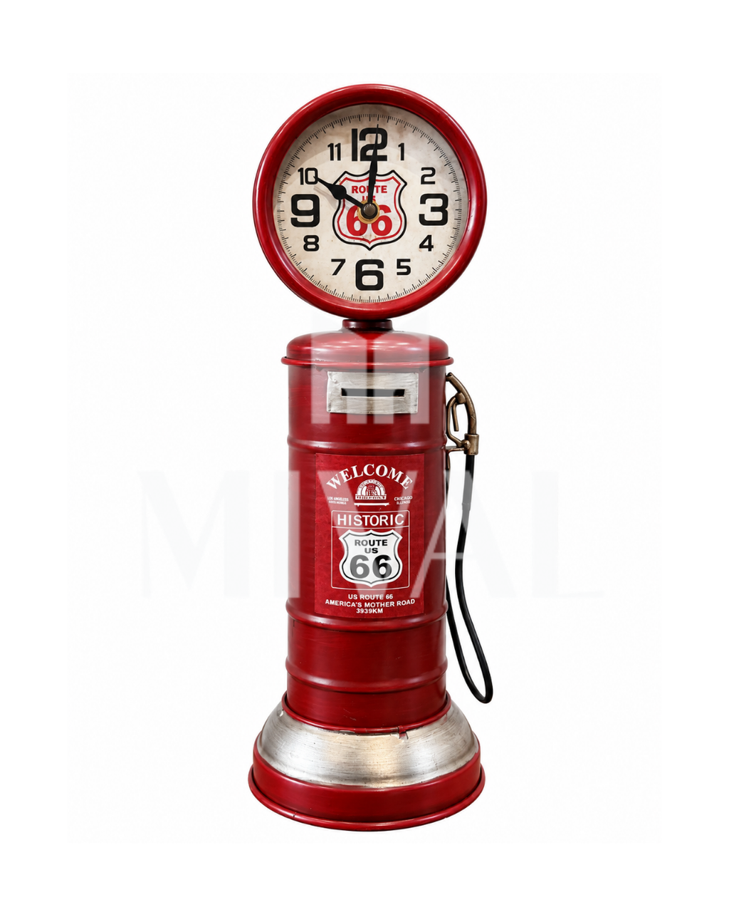 RELOJ DE MESA BOMBA DE GASOLINA ROJA
