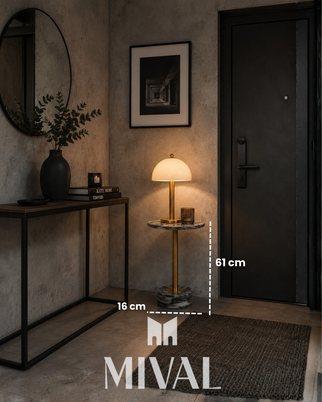 MESA METAL Y MARMOL NEGRA