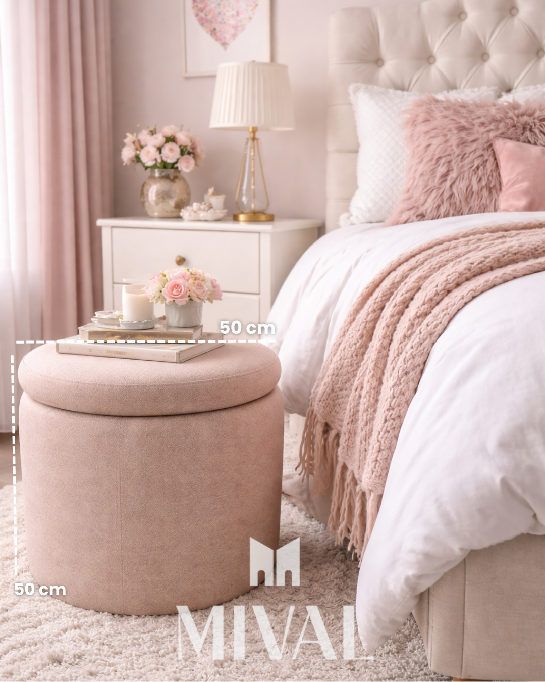 TABURETE CON TAPA ROSA