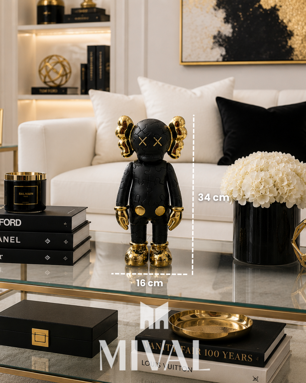 KAWS CHICO NEGRO CON DORADO