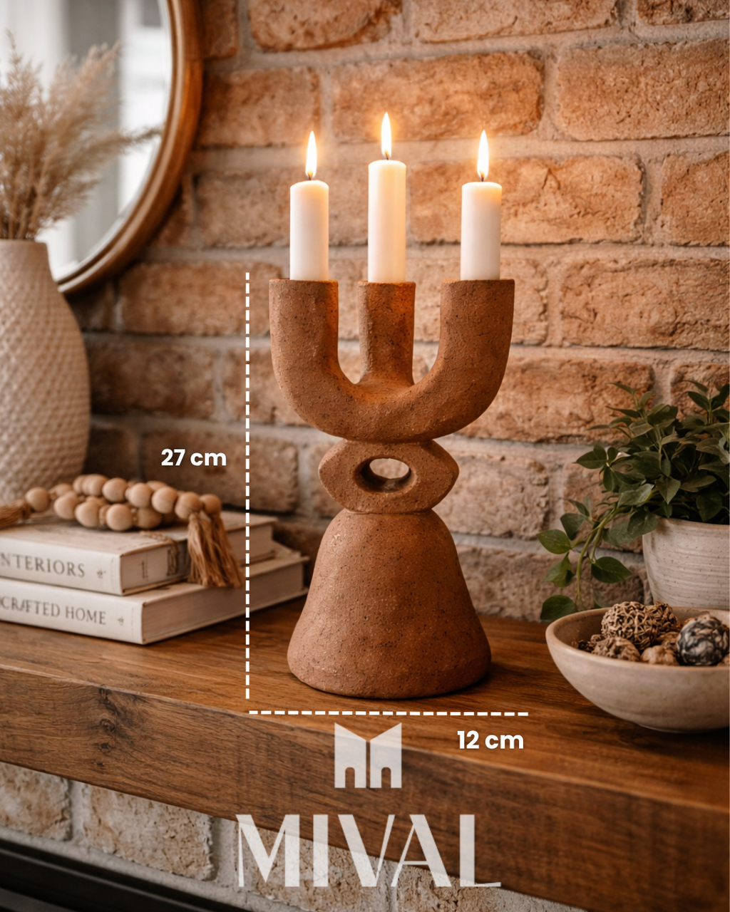 CANDELABRO GRANITO CANELA