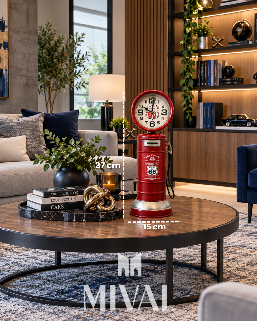 RELOJ DE MESA BOMBA DE GASOLINA ROJA
