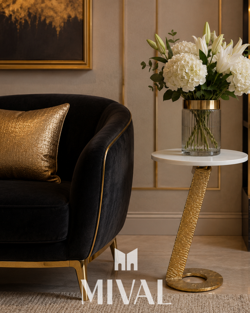MESA METAL MARMOL BLANCO