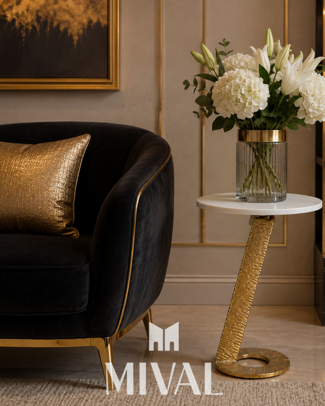 MESA METAL MARMOL BLANCO