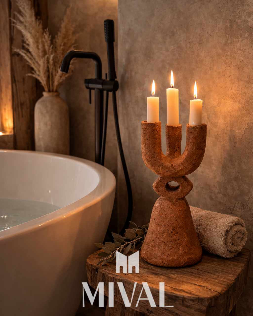 CANDELABRO GRANITO CANELA