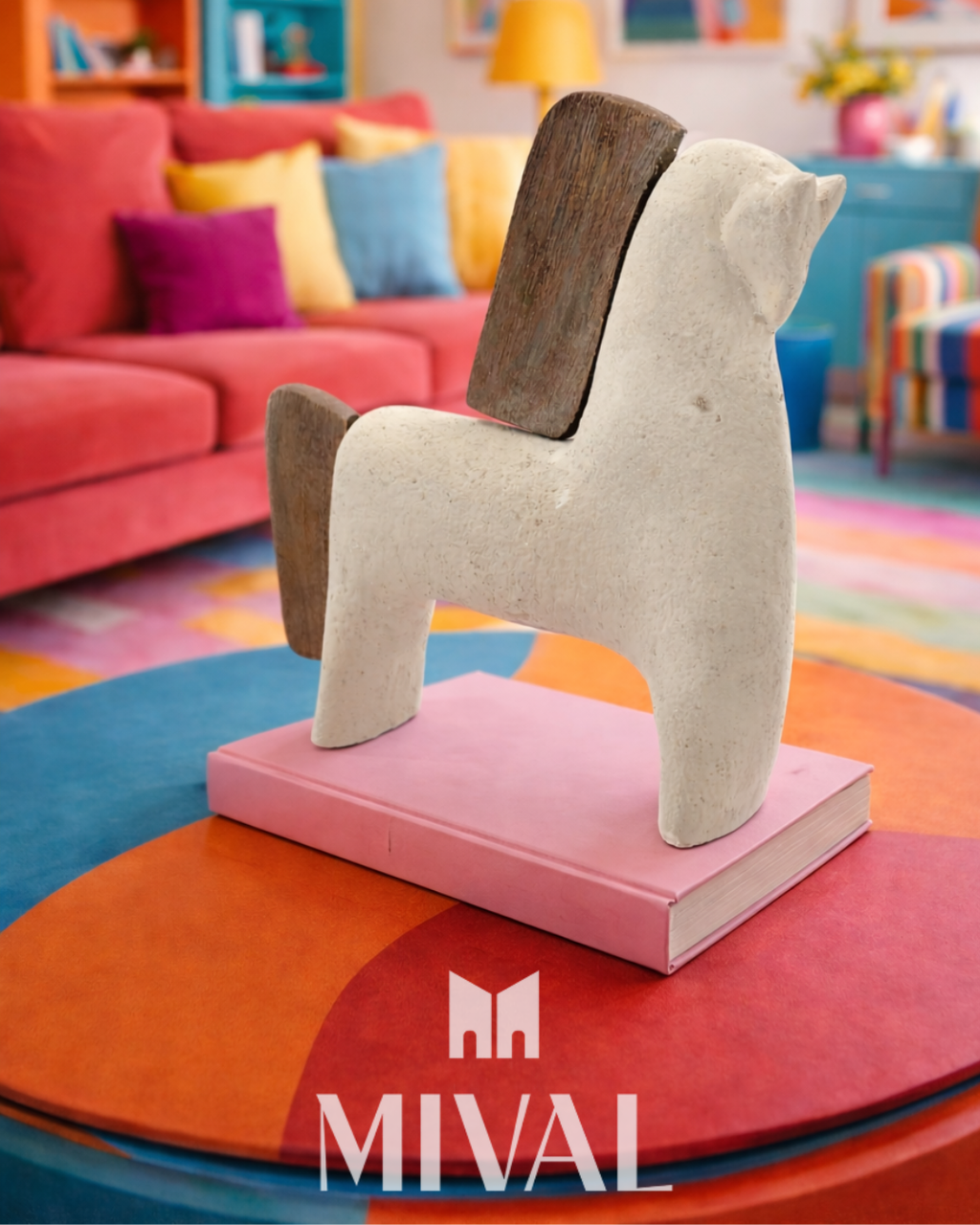 CABALLO BLANCO CON MADERA