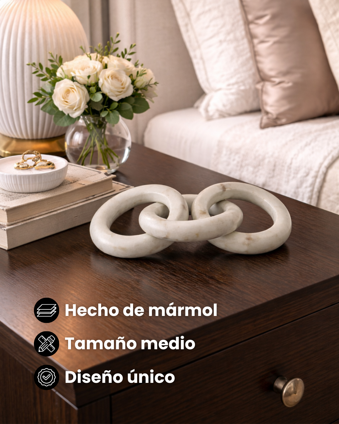 CADENA MARMOL BLANCO CIRCULO