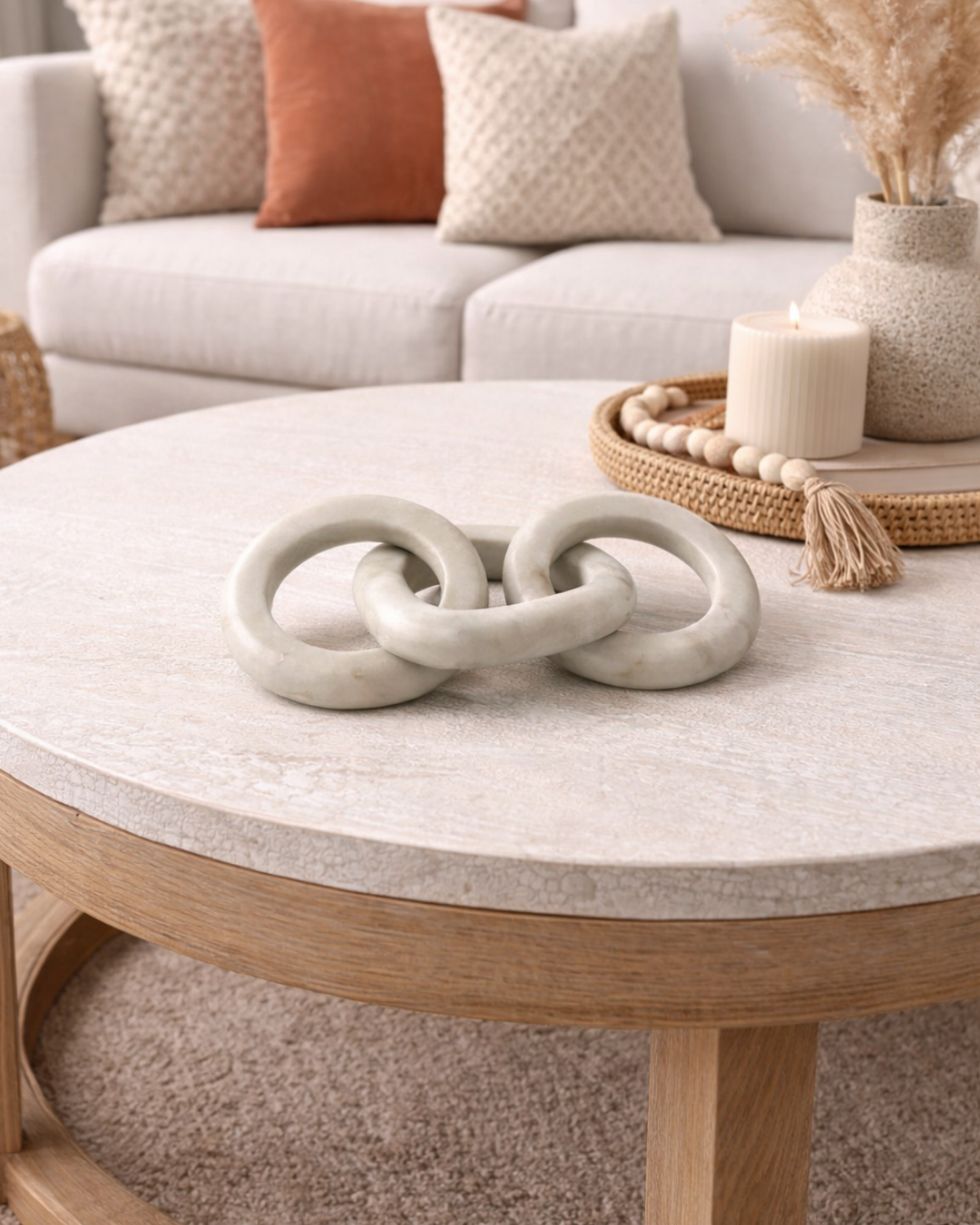 CADENA MARMOL BLANCO CIRCULO