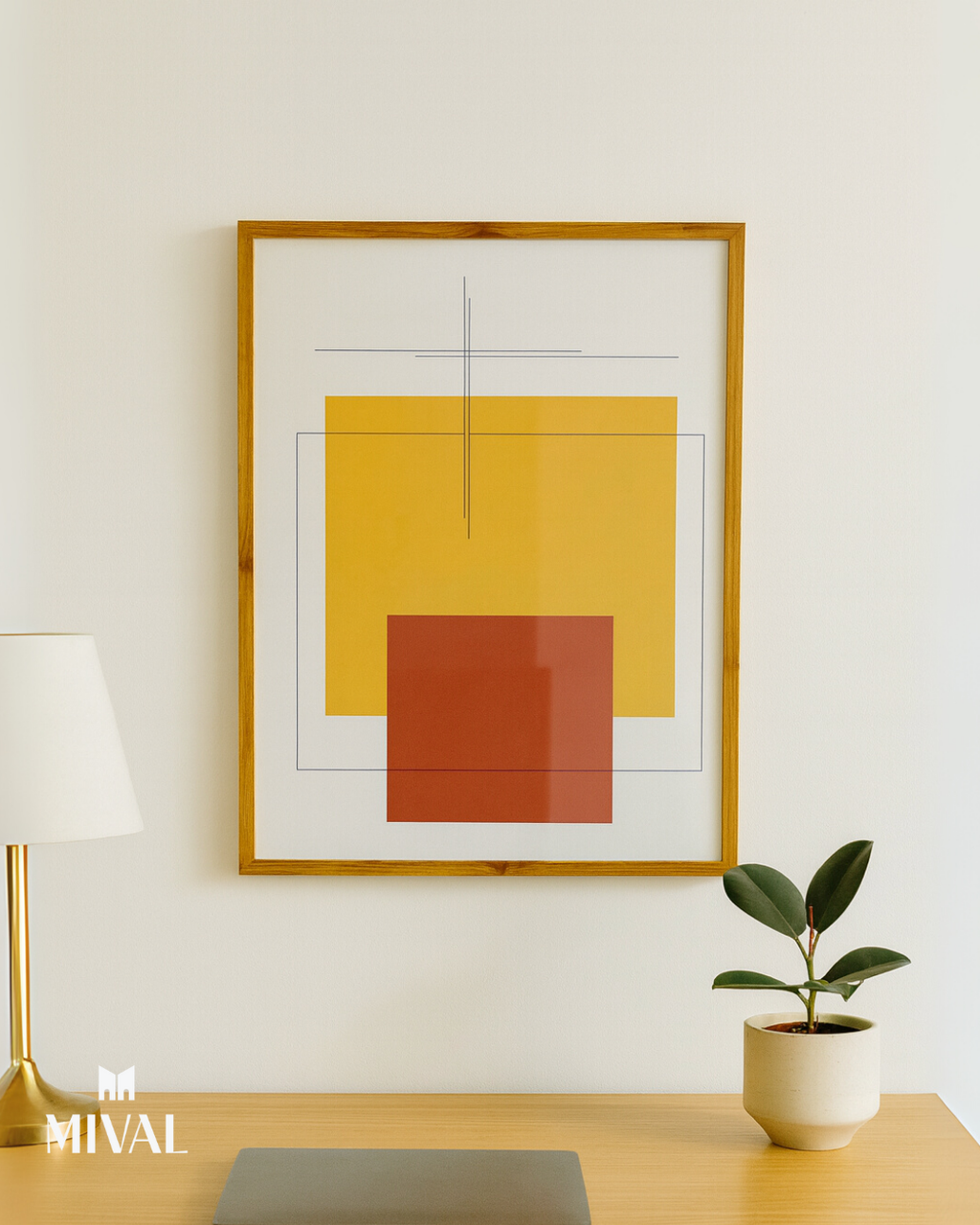 CUADRO AMARILLO Y ROJO FON BLANCO