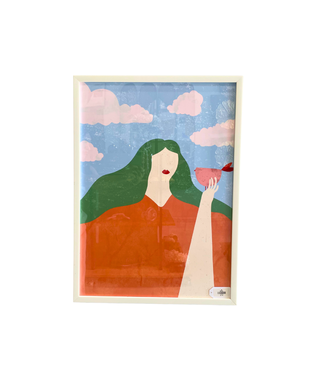 MUJER CON PAJARO ABSTRACTO