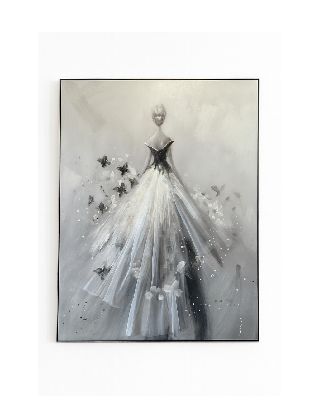 CUADRO MUJER VESTIDO BLANCO