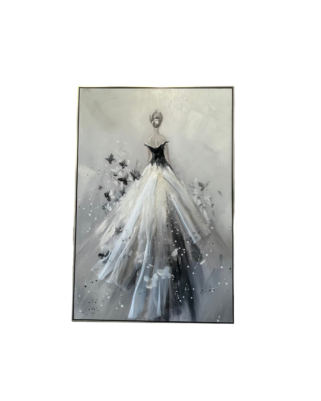 CUADRO MUJER VESTIDO BLANCO