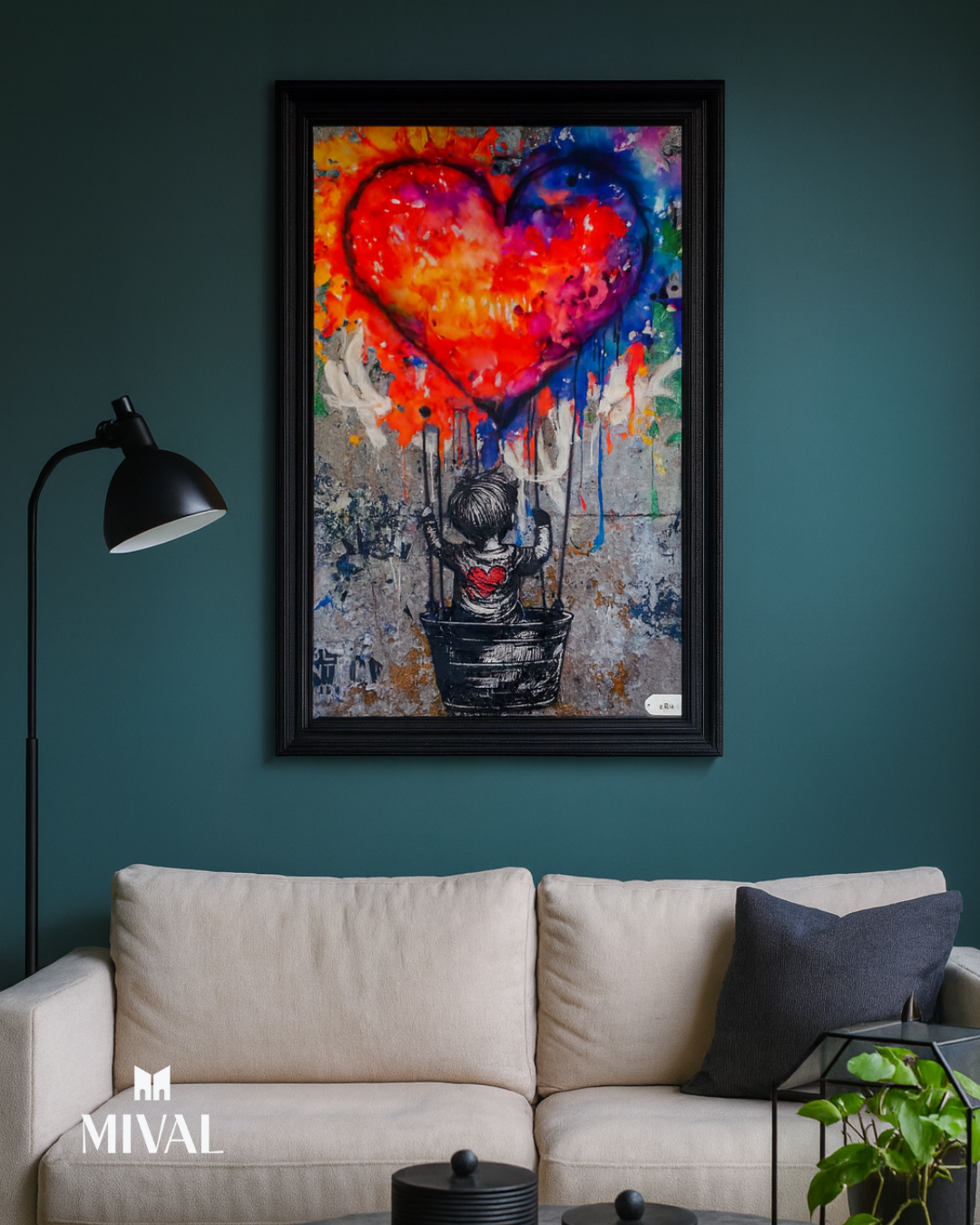 CUADRO NIÑO GLOBO CORAZON