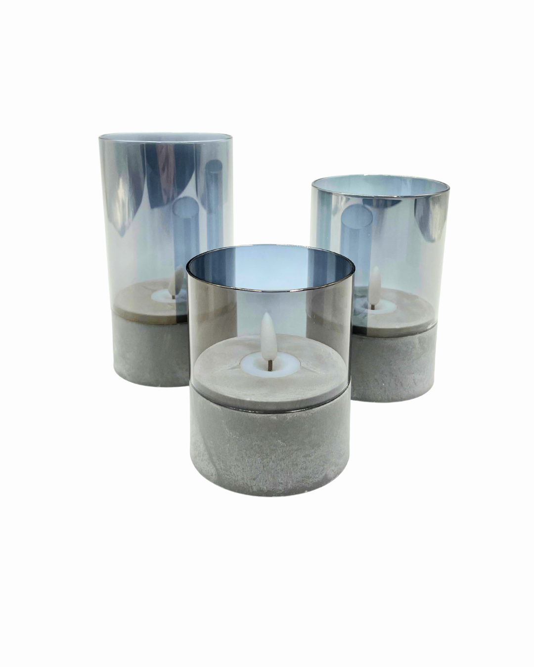 JUEGO 3 VELAS GRISES