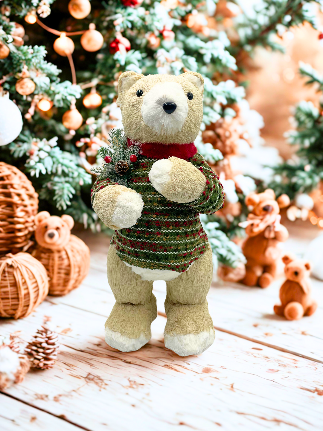 OSO JASPEADO DE PIE CON BUFANDA