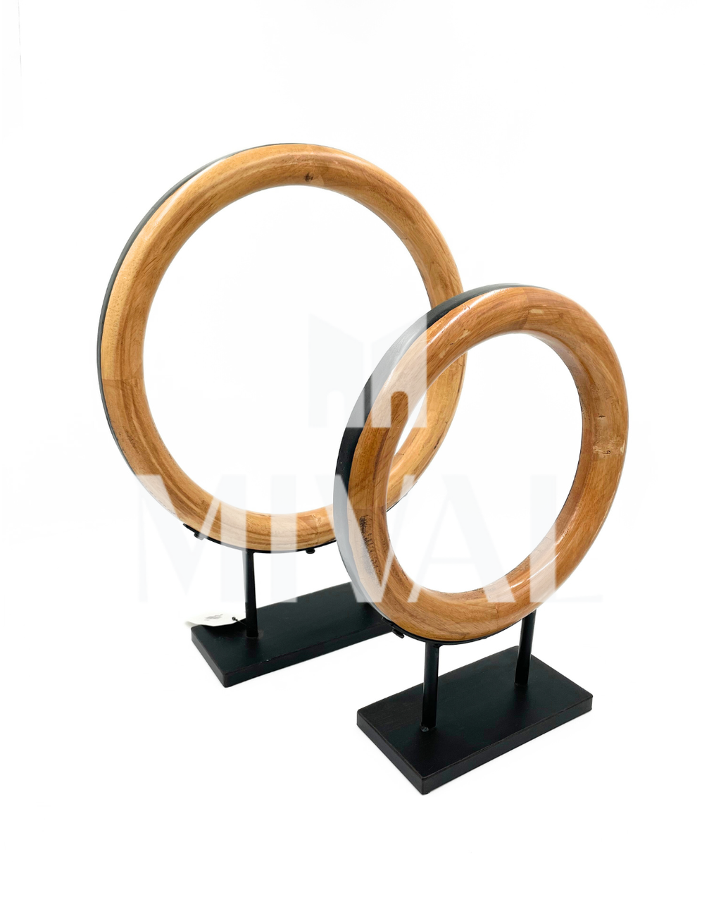 ESCULTURA CIRCULO DE MADERA 2 PZ