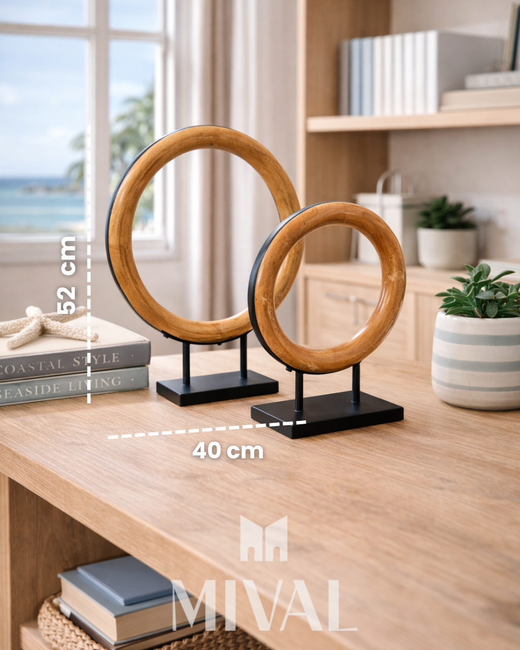 ESCULTURA CIRCULO DE MADERA 2 PZ