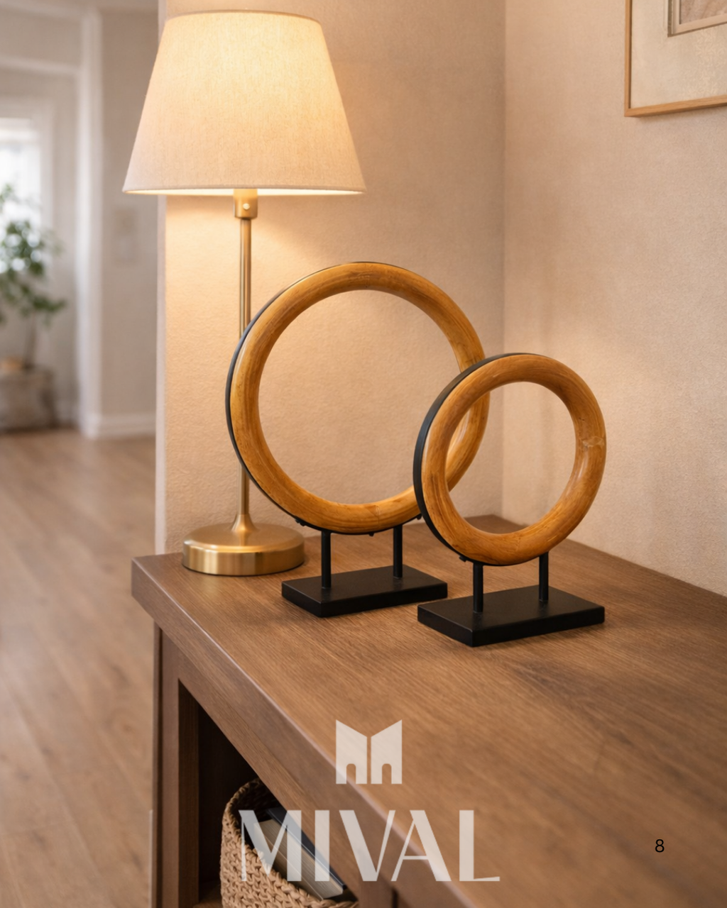 ESCULTURA CIRCULO DE MADERA 2 PZ