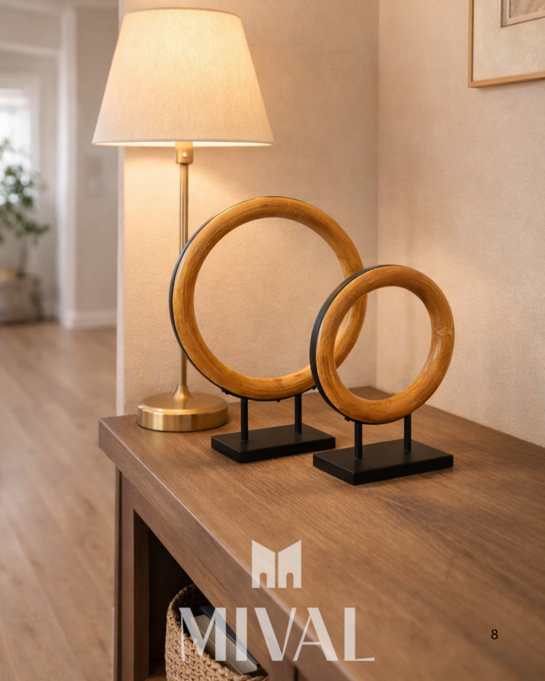 ESCULTURA CIRCULO DE MADERA 2 PZ