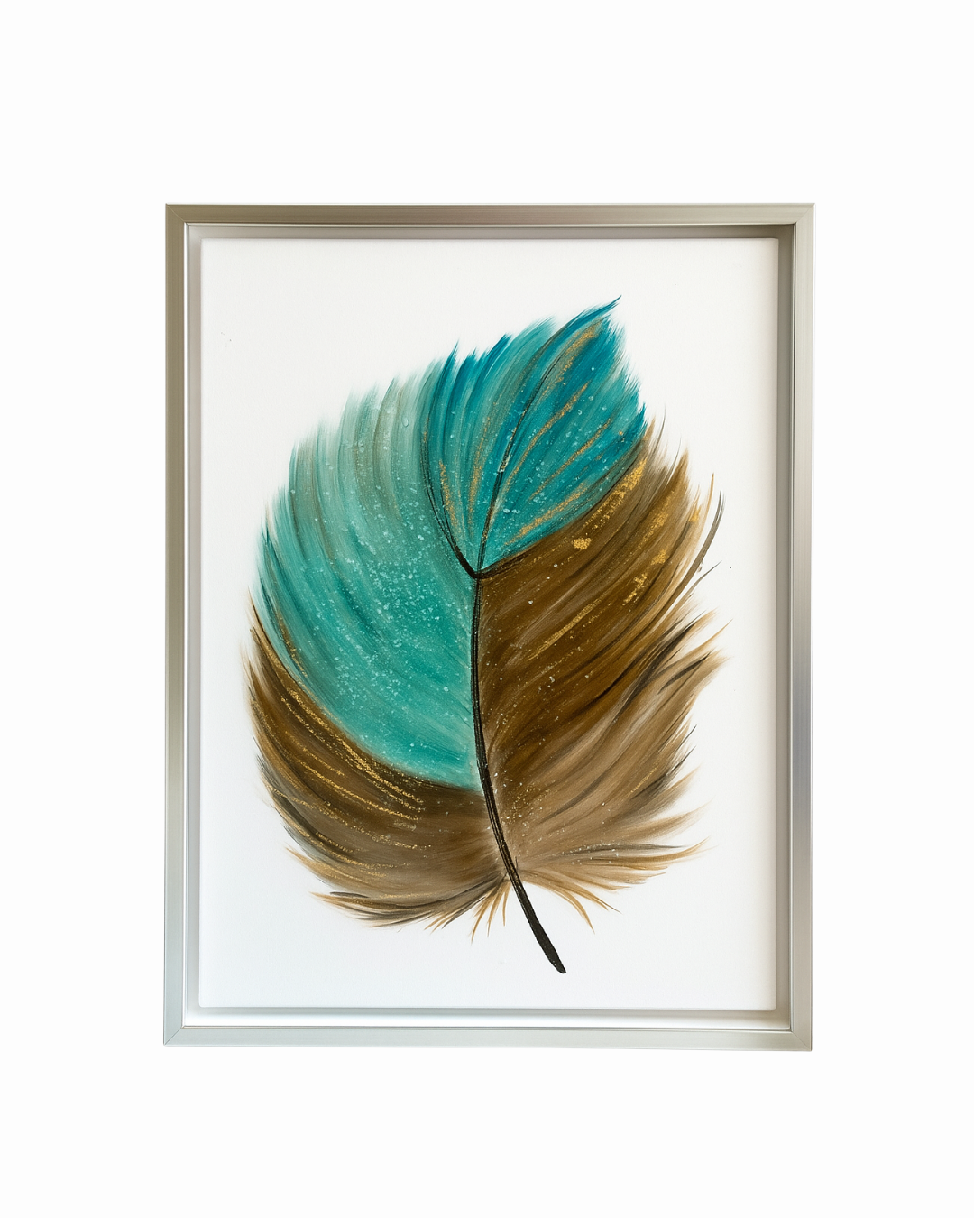 PLUMA DORADA CON TURQUESA